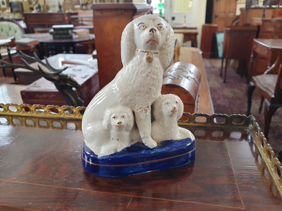 19th Century Staffordshire Spaniel & Pups